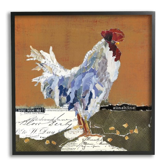 Stupell Industries Country Farm Chicken Collage My Sunshine Sentiment Framed Wall Art